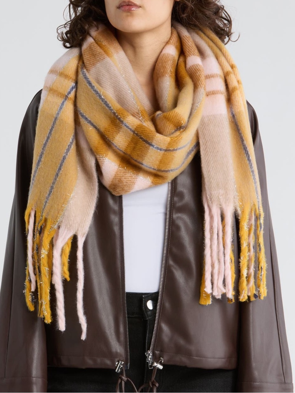 Tasha Sparkle Plaid Scarf Cozy Plush Plaid Scarf NWT
